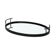 Ansel 20L x 14W Black Metal Mirrored Bottom Oval Serving Tray - Central Designs