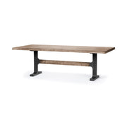 Araxi 95L x 41W x 30H Rectangular Brown Solid Wood Top Black Metal Base Dining Table