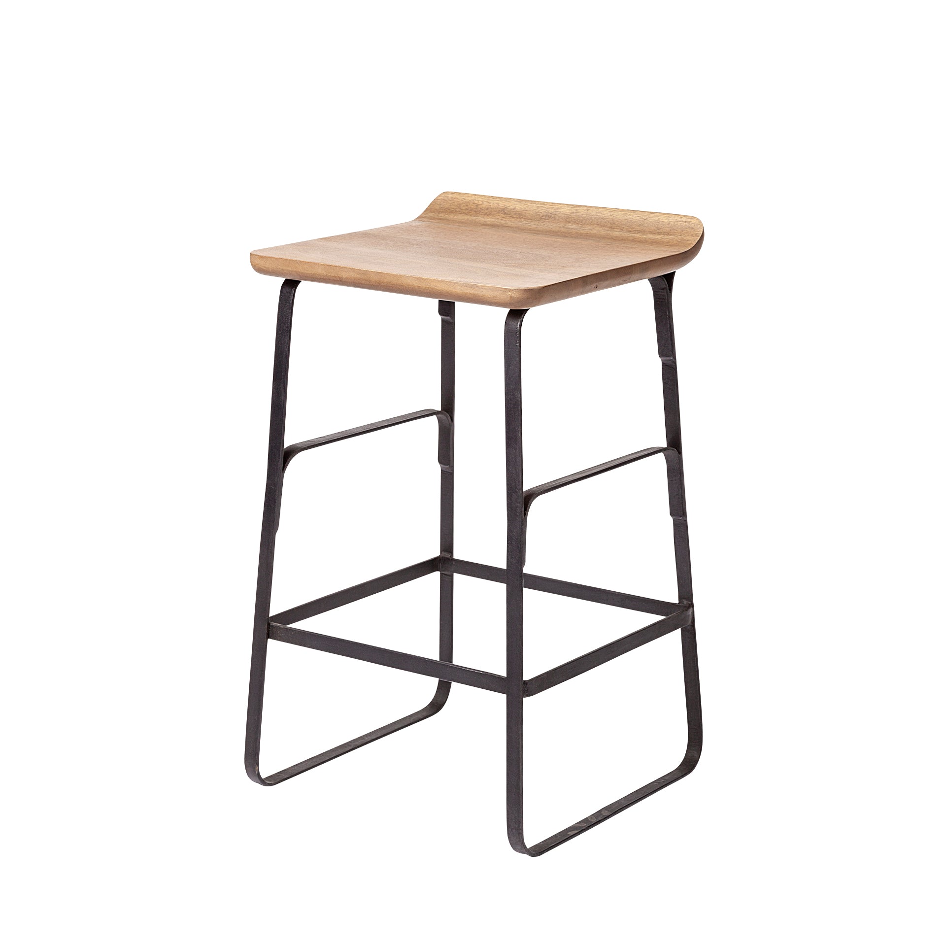 Conan 25" Seat Height Brown Wood Seat Black Metal Frame Counter Stool - Central Designs