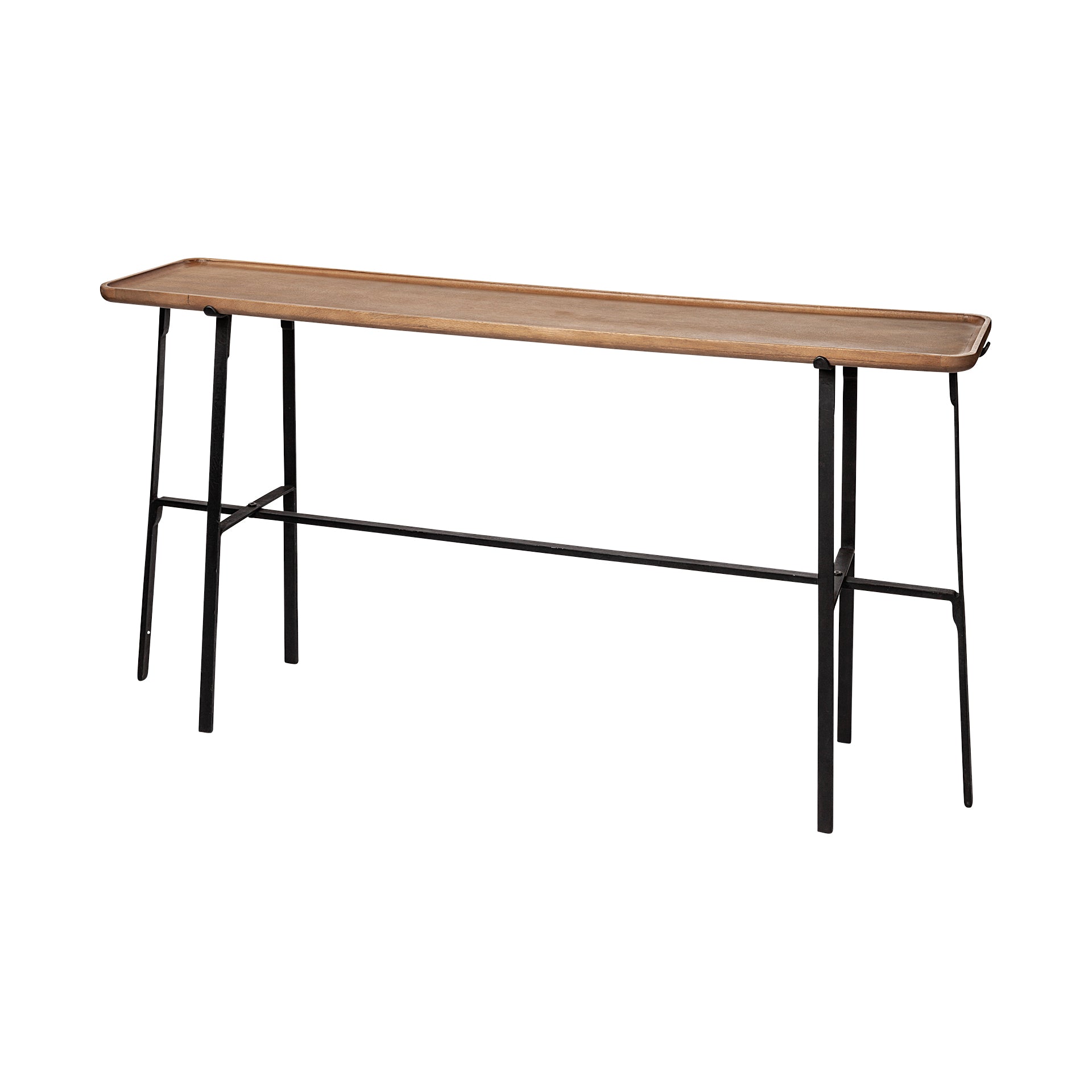 Helios II 60L x 14W x 29H Rectangular Brown Raised Edge Top Console Table - Central Designs