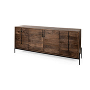 Glenn VI 71.5x18 Dark Brown Wood Frame w/ Black Iron Accent, 6 Drawer, 2 Door Cabinet Sideboard - Central Designs
