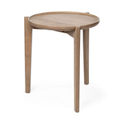 Cleaver I 22 x 24 Round Top Brown Solid Wood Accent Table - Central Designs