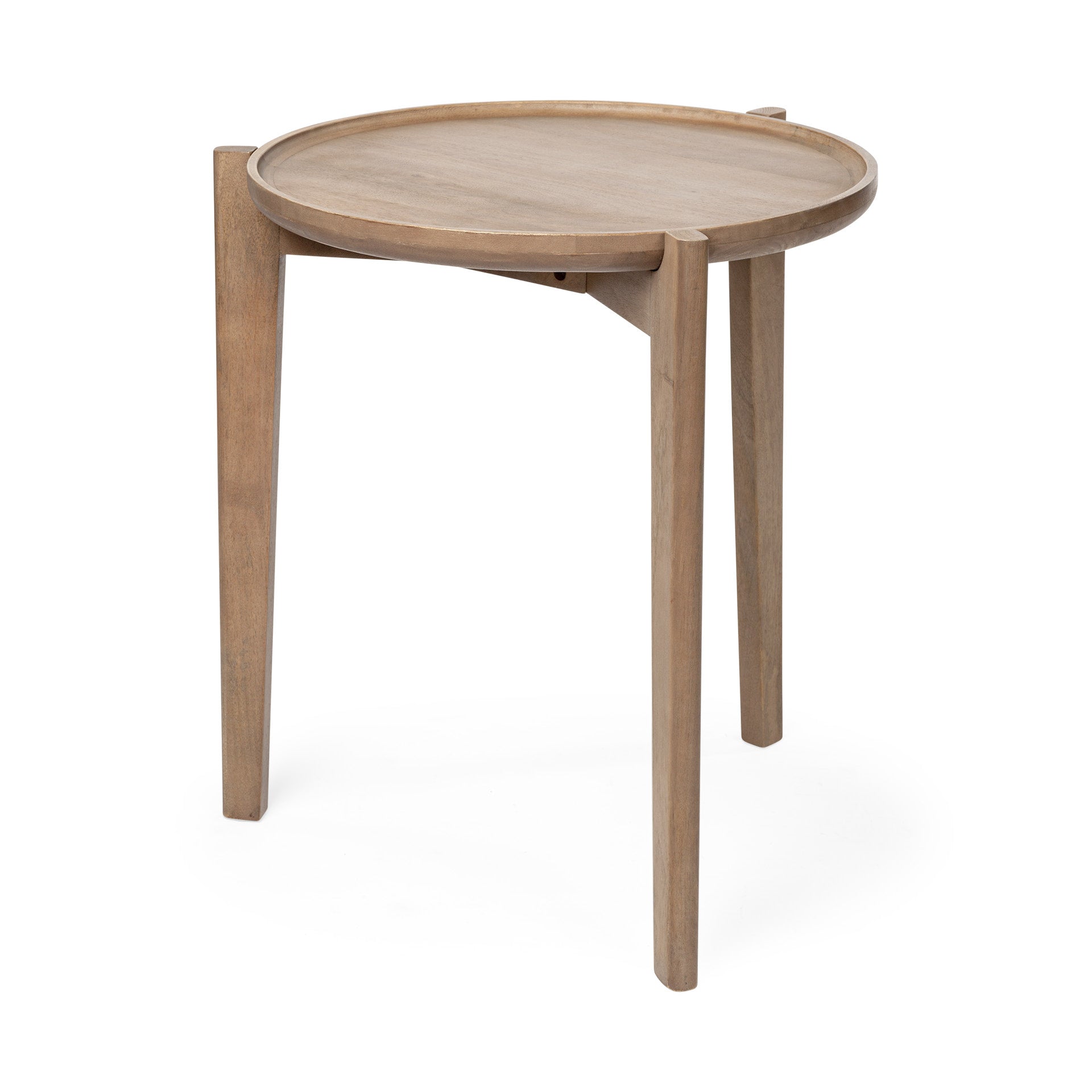 Cleaver I 22 x 24 Round Top Brown Solid Wood Accent Table - Central Designs