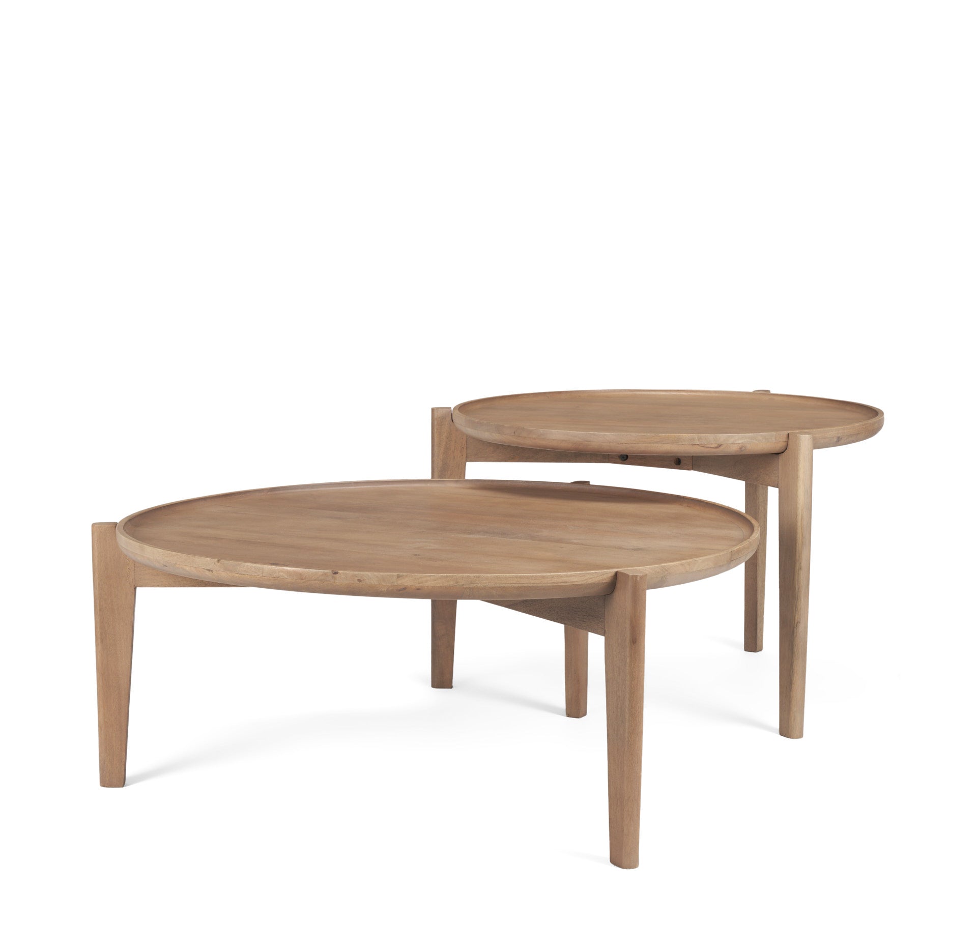 Cleaver (Set of 2) 40" & 31" Round Brown Solid Wood Nesting Coffee Tables - Central Designs