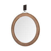 Avram 43.5" Round Brown Wood Frame Mirror - Central Designs