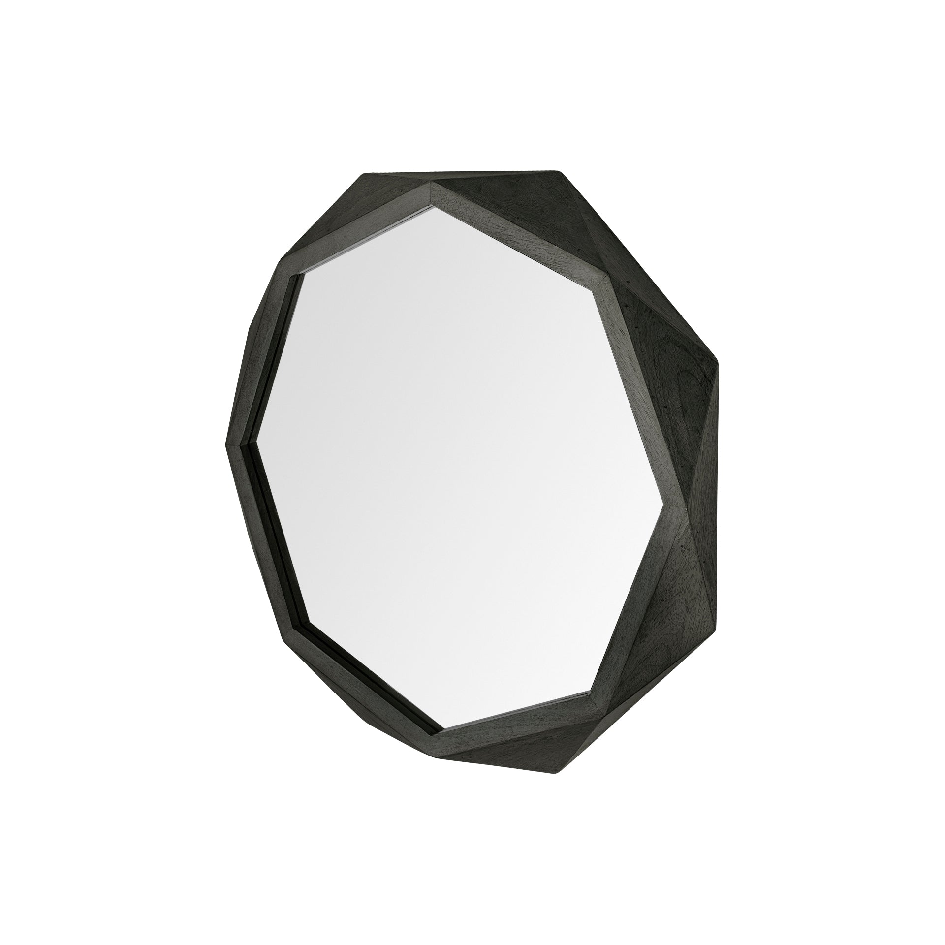 Aramis I 32" Octagon Black Wood Frame Wall Mirror - Central Designs