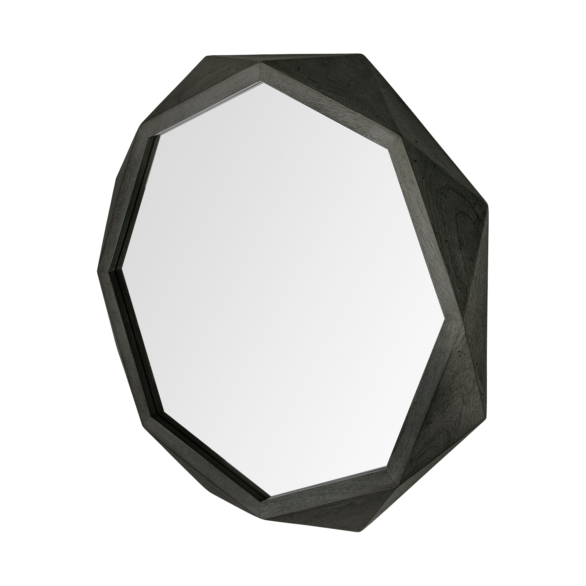 Aramis II 41L x 41H Octagon Black Wood Frame Wall Mirror - Central Designs