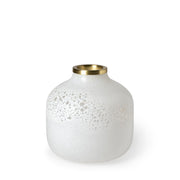 Pearl Short White Gold Rim Glass Vase - Central Designs