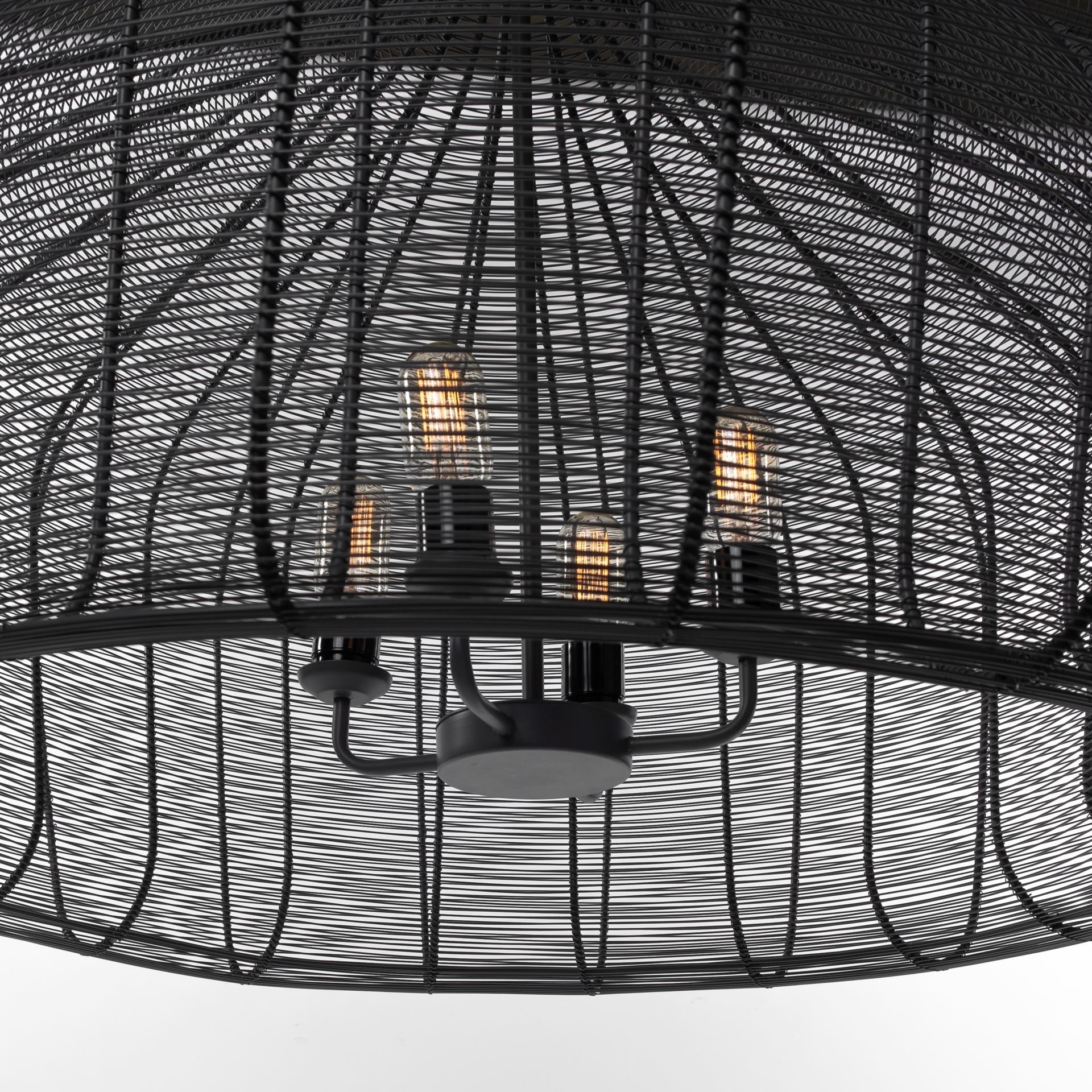 Camila (40"x31") Black Metal Mesh - Style Four Bulb Chandelier - Central Designs