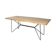 Papillion II 80x40 Rectangular Blonde Live Edge Sold Wood Top Black Metal Base Dining Table