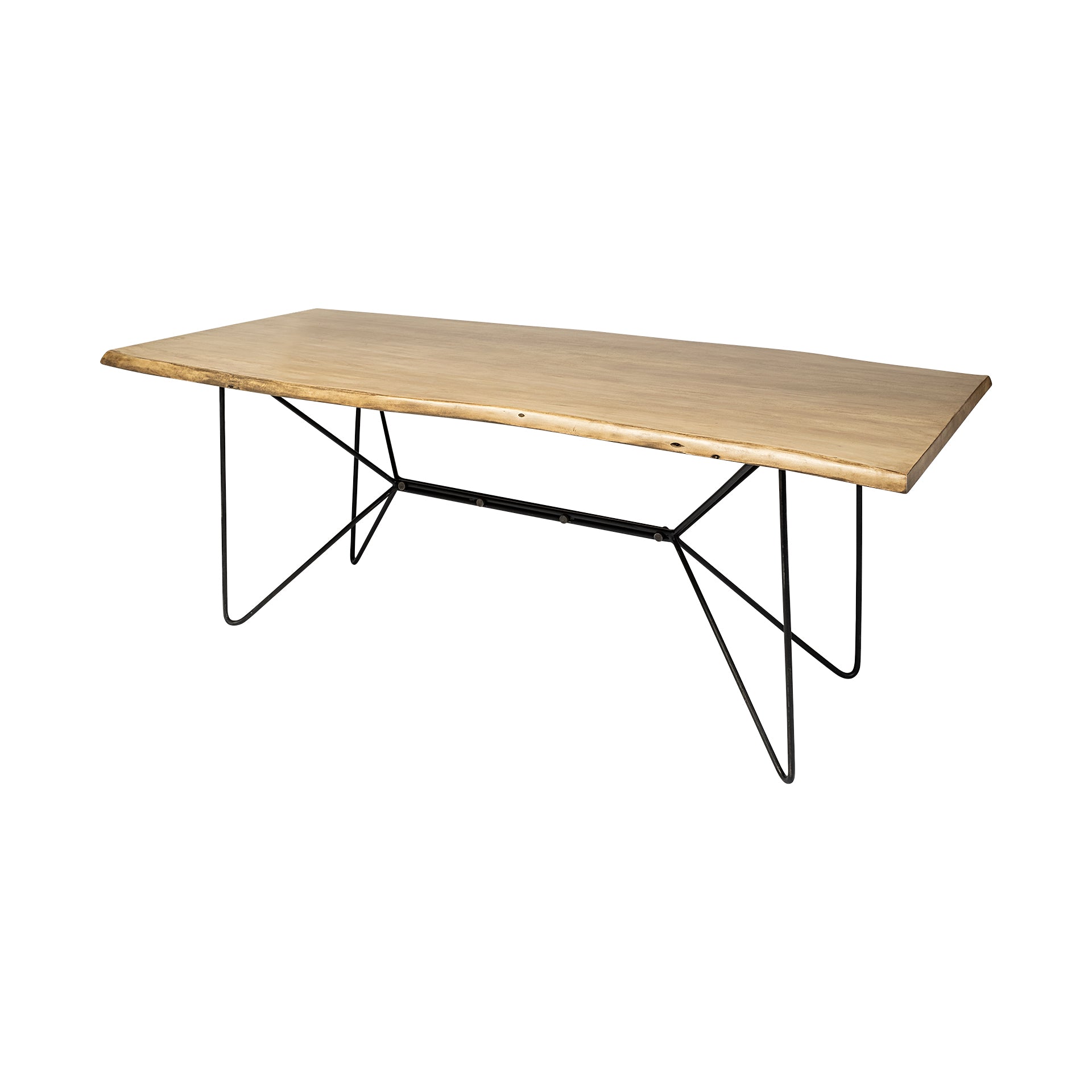 Papillion II 80x40 Rectangular Blonde Live Edge Sold Wood Top Black Metal Base Dining Table