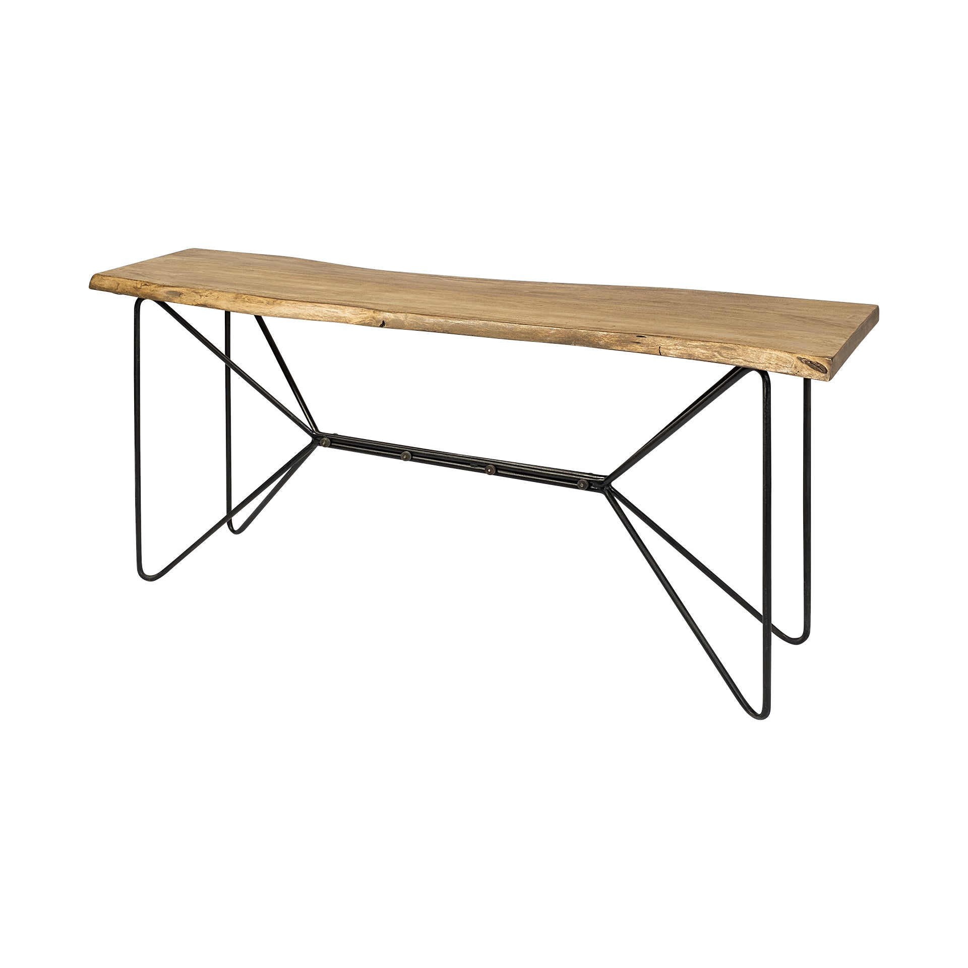 Papillion I 66L x 16W Blonde Wood and Iron Console Table