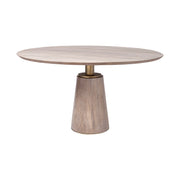 Maxwell II 54" Round Brown Solid Wood Top Brown Wood/Gold Metal Base Dining Table - Central Designs