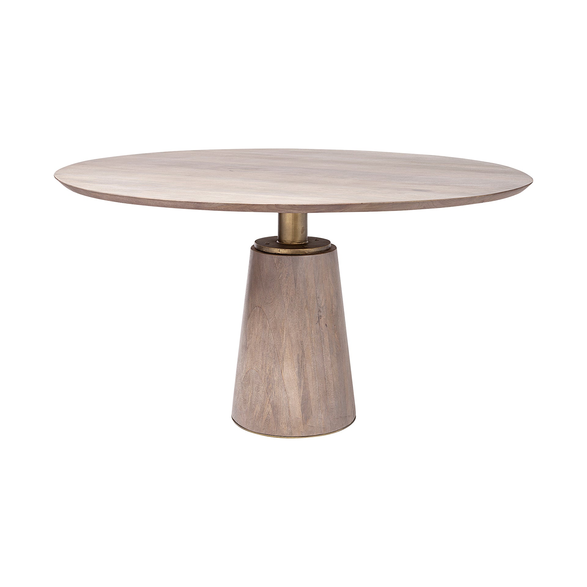 Maxwell II 54" Round Brown Solid Wood Top Brown Wood/Gold Metal Base Dining Table - Central Designs