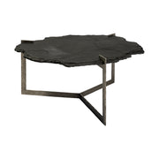 Shale 37" Irregular Live - Edge Black Slate w/Flat Iron Base Coffee Table - Central Designs
