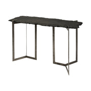 Shale III 50L x 20W Black Live - Edge Slate and Iron Console Table - Central Designs