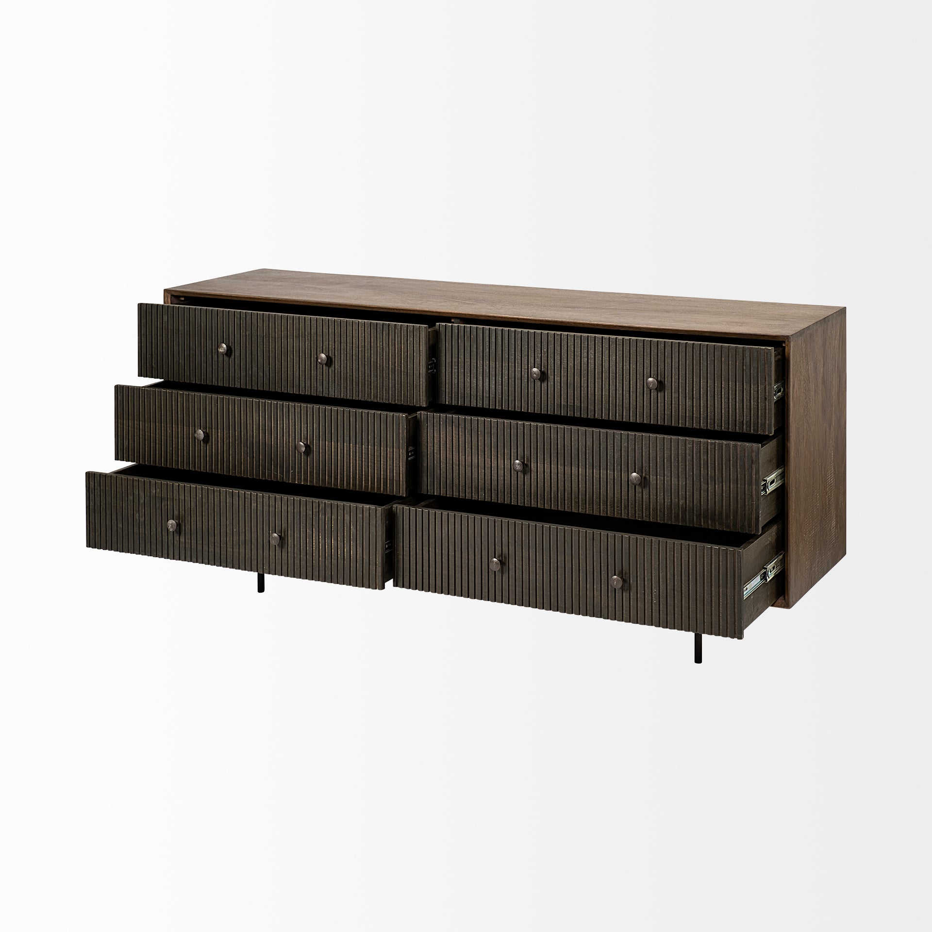 Grace 70Wx18.5Lx31.25H Two - Tone Brown Solid Wood 6 Drawer Sideboard - Central Designs