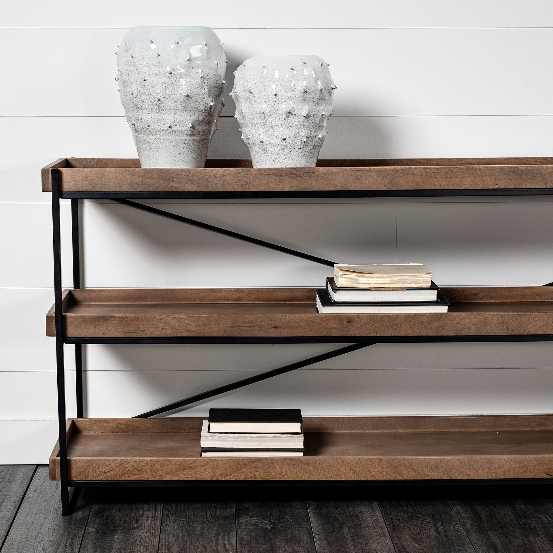 Julian Large Glossy White Ceramic Spoked Vase - Central Designs