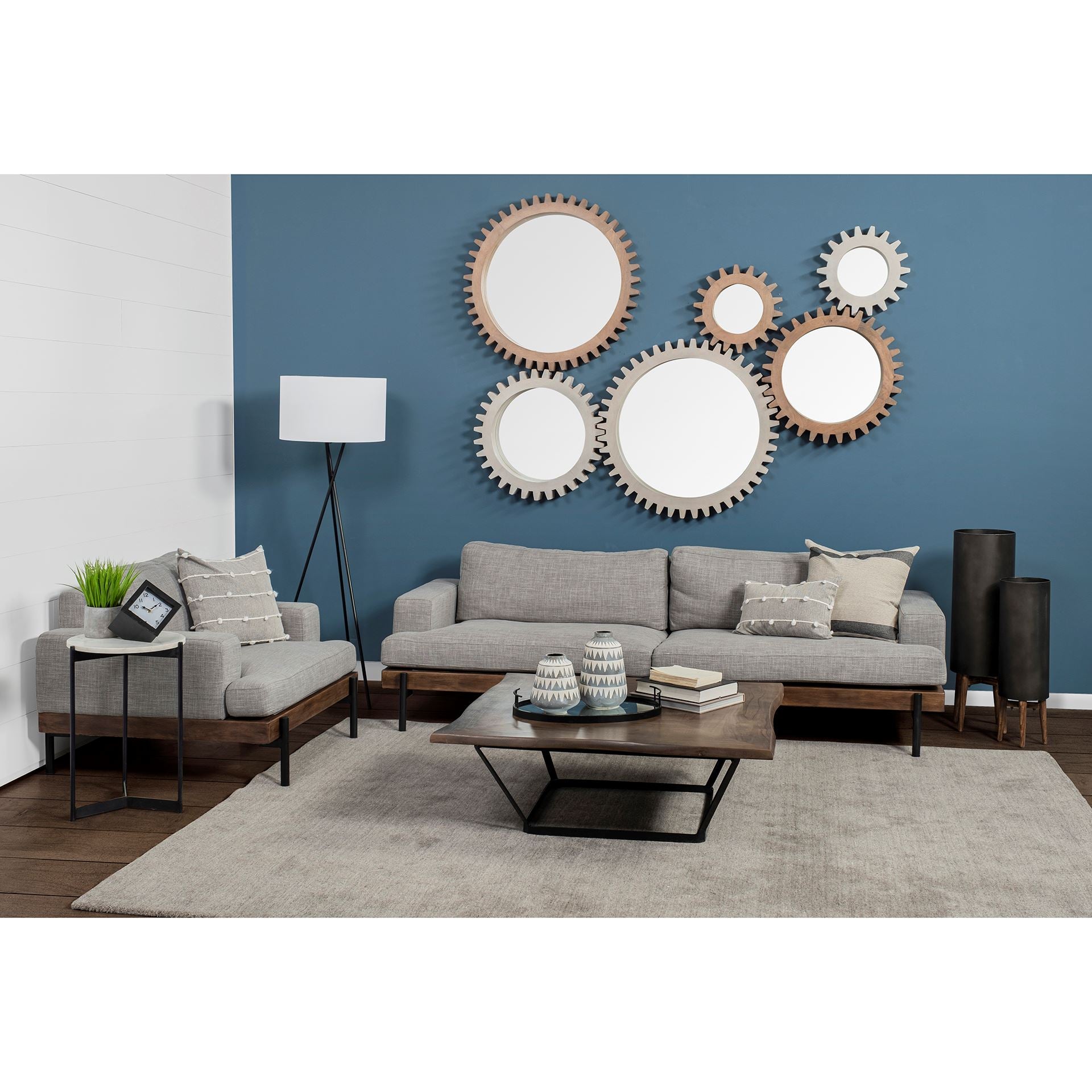 Colburne II 95" Gray Upholstered Three Seater Sofa