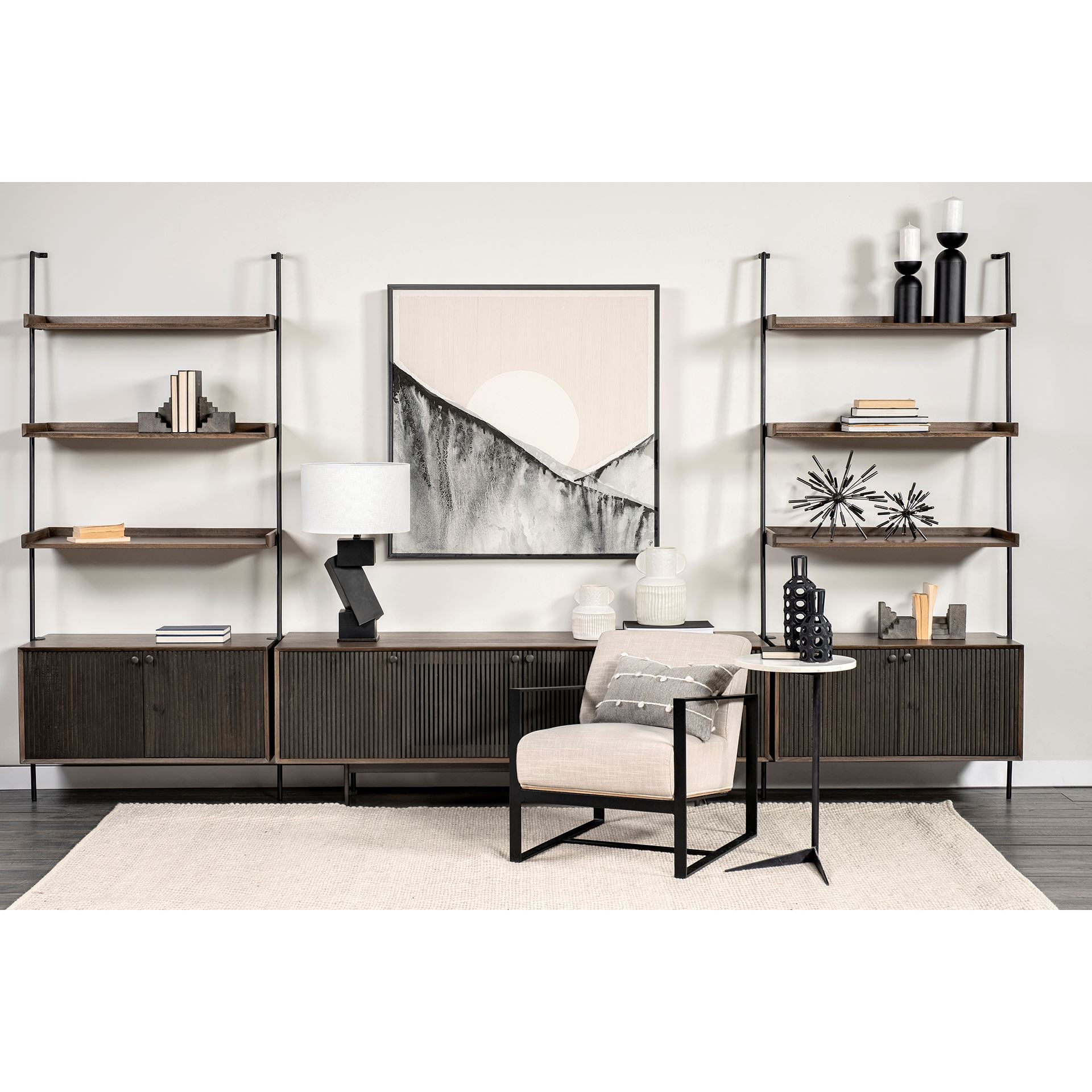 Grace I Two - Toned Brown Solid Wood TV Stand Media Console with Slated Doors, TV up to 82" - Central Designs