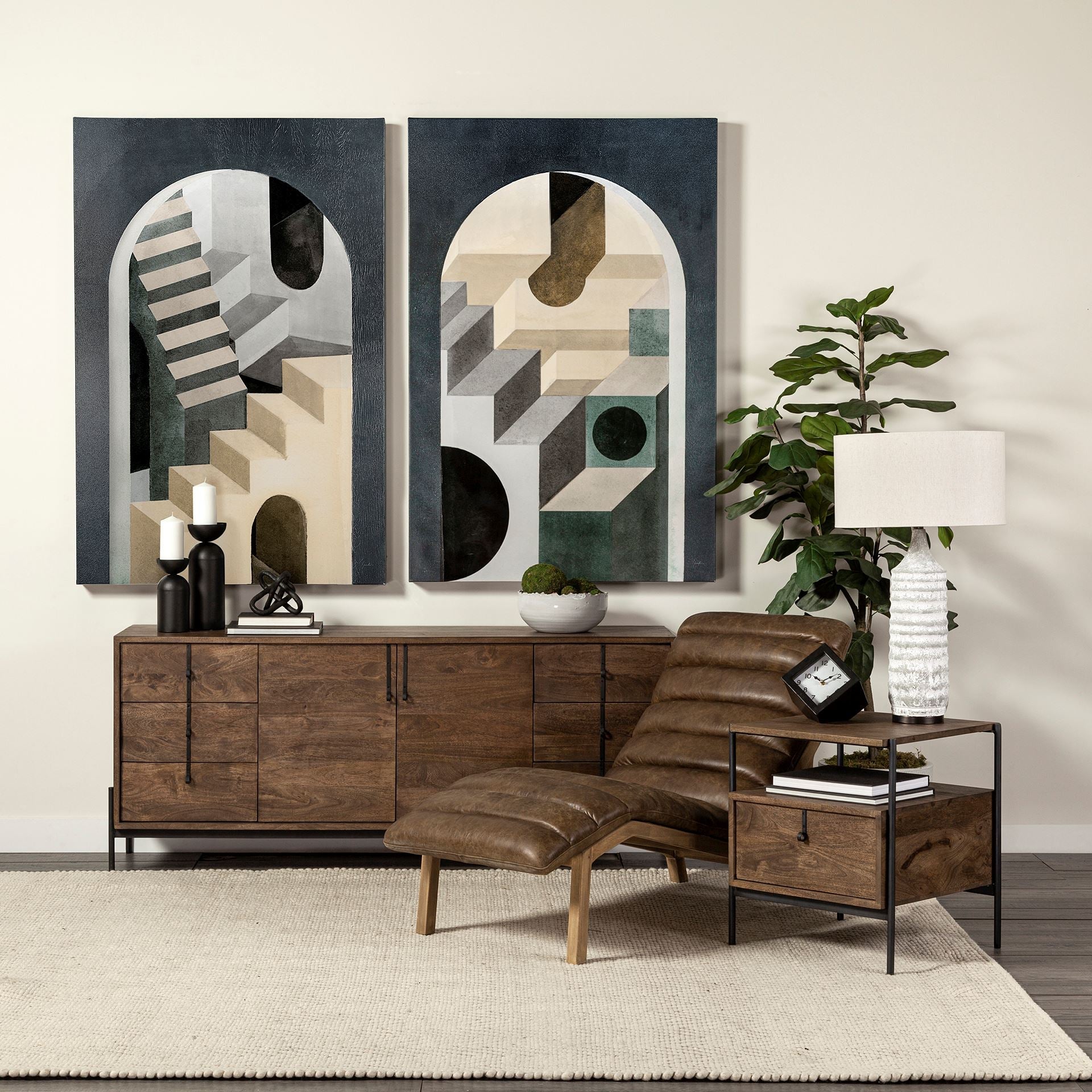 Glenn VI 71.5x18 Dark Brown Wood Frame w/ Black Iron Accent, 6 Drawer, 2 Door Cabinet Sideboard - Central Designs