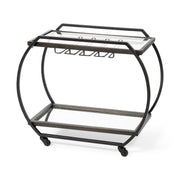 Chriselle Black Metal And Glass Two Tier Bar Cart - Central Designs