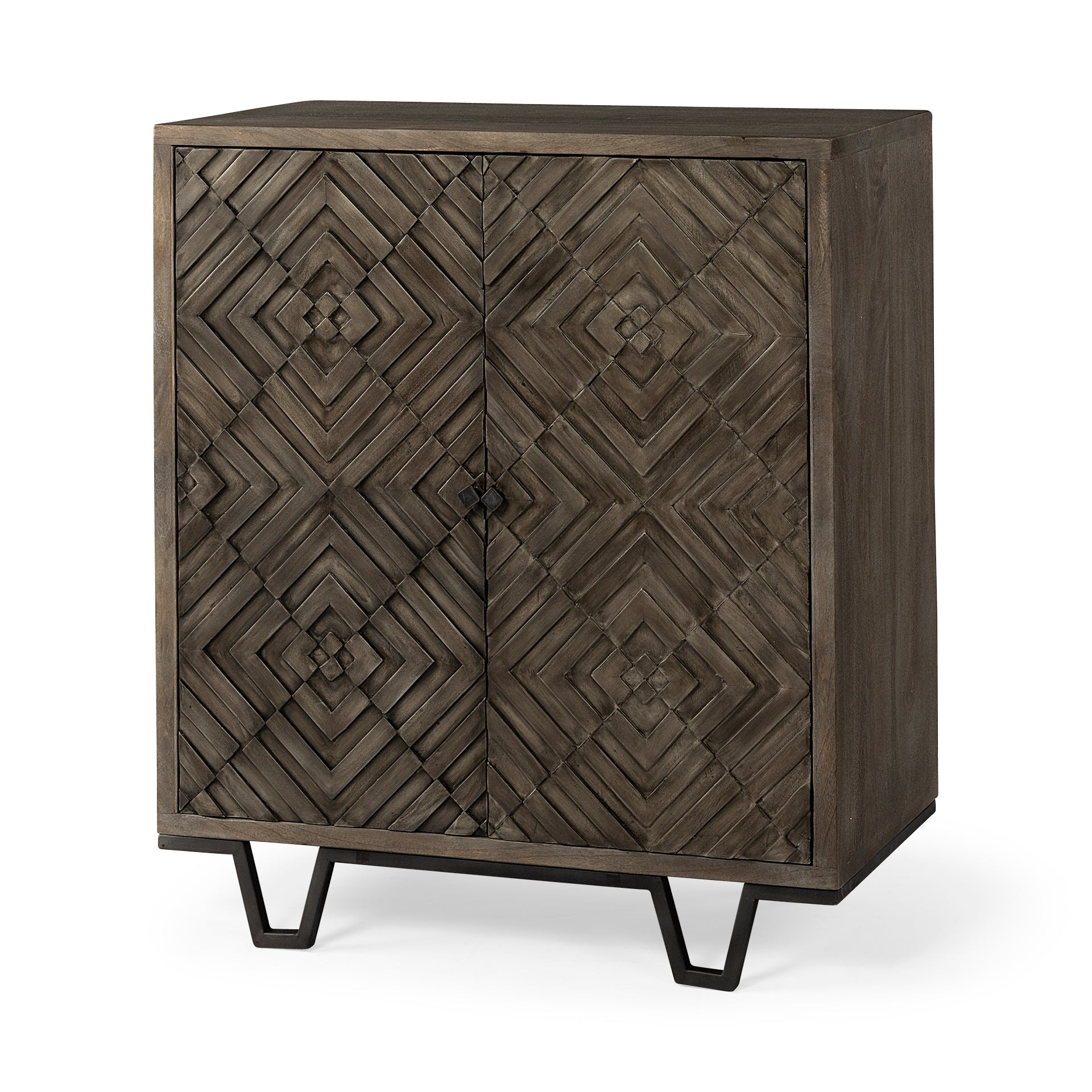 Argyle I 36L x 16W Dark Brown And Metal 2 Door Accent Cabinet