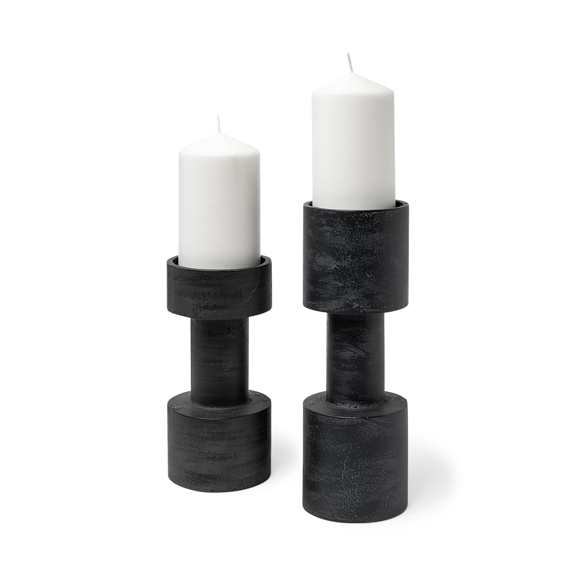 Bolton I 3.9L x 3.9W x 10.6H Black Metal Table Candle Holders - Central Designs