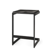 Kiran 17L x 17W x 26H Black Wood W/ Black Metal Base C - Shape Counter Stool - Central Designs