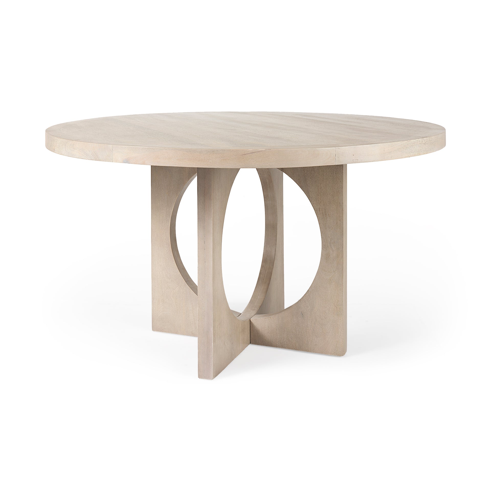Liesl 54.L x 54.0W x 30.0H Barely Gray Finished Wood W/ Circular Top Dining Table - Central Designs