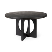 Liesl 54.L x 54.0W x 30.0H Black Wood W/ Circular Top Dining Table - Central Designs