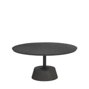 Maxwell 34L x 34W x 16H Dark Brown Wood W/ Black Metal Pedestal Base Round Coffee Table - Central Designs