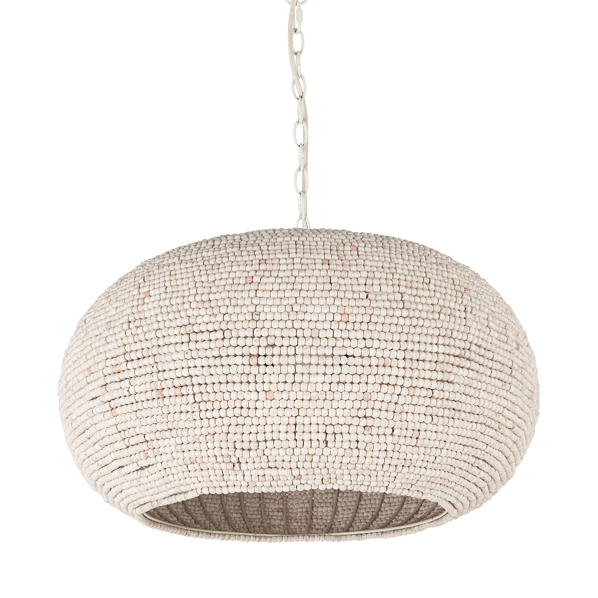 Theta 30.0 L x 30.0 W x 15.0 H White - Washed Beaded Chandelier - Central Designs