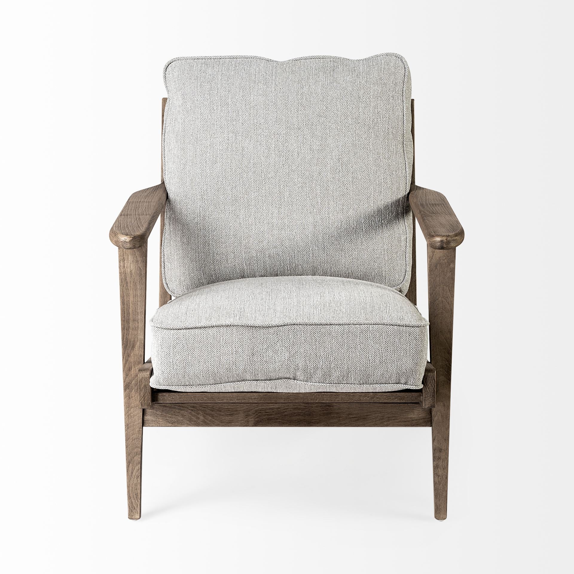 Olympus VI Frost Grey Fabric Wrapped Wooden Frame Accent Chair