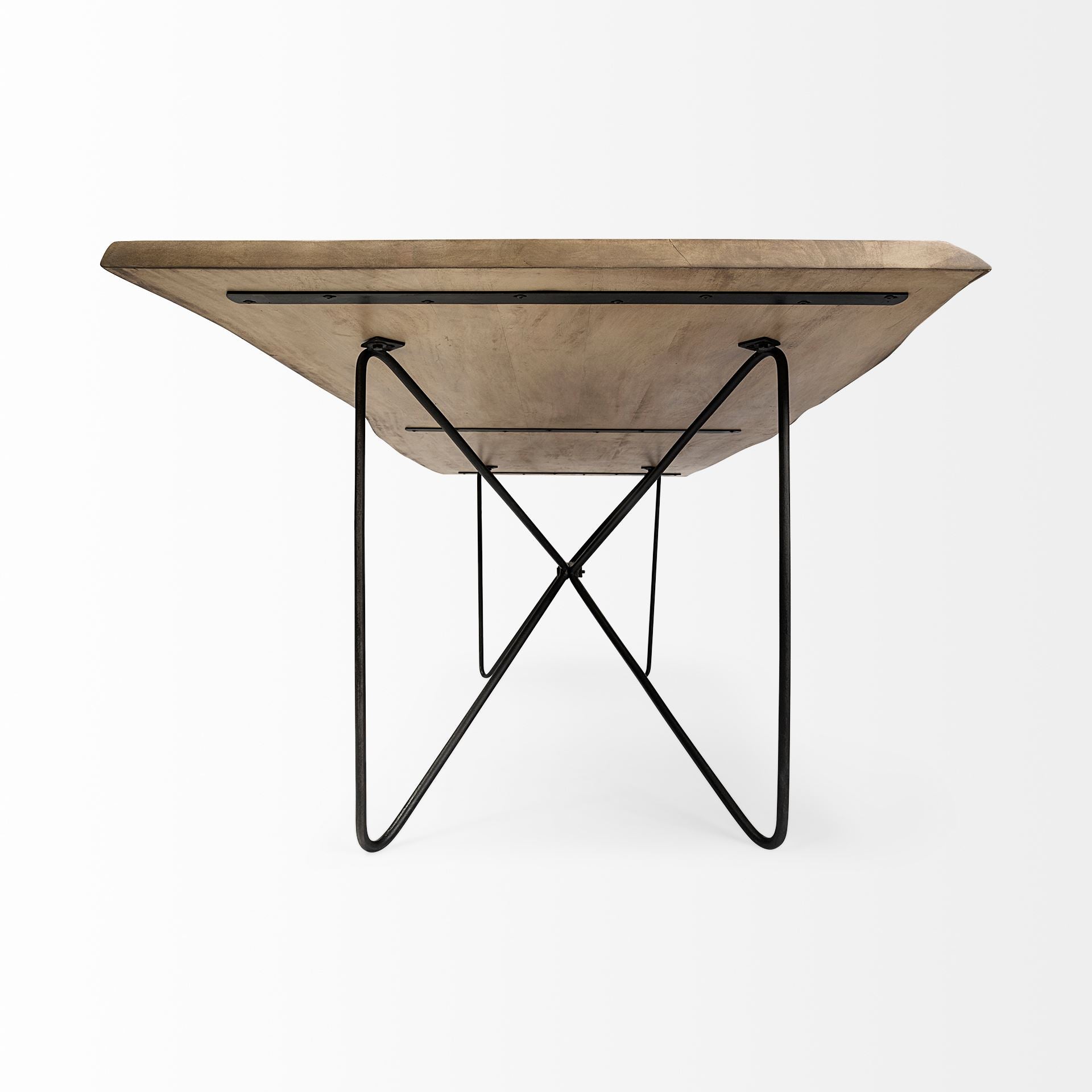 Papillion II 80x40 Rectangular Blonde Live Edge Sold Wood Top Black Metal Base Dining Table - Central Designs