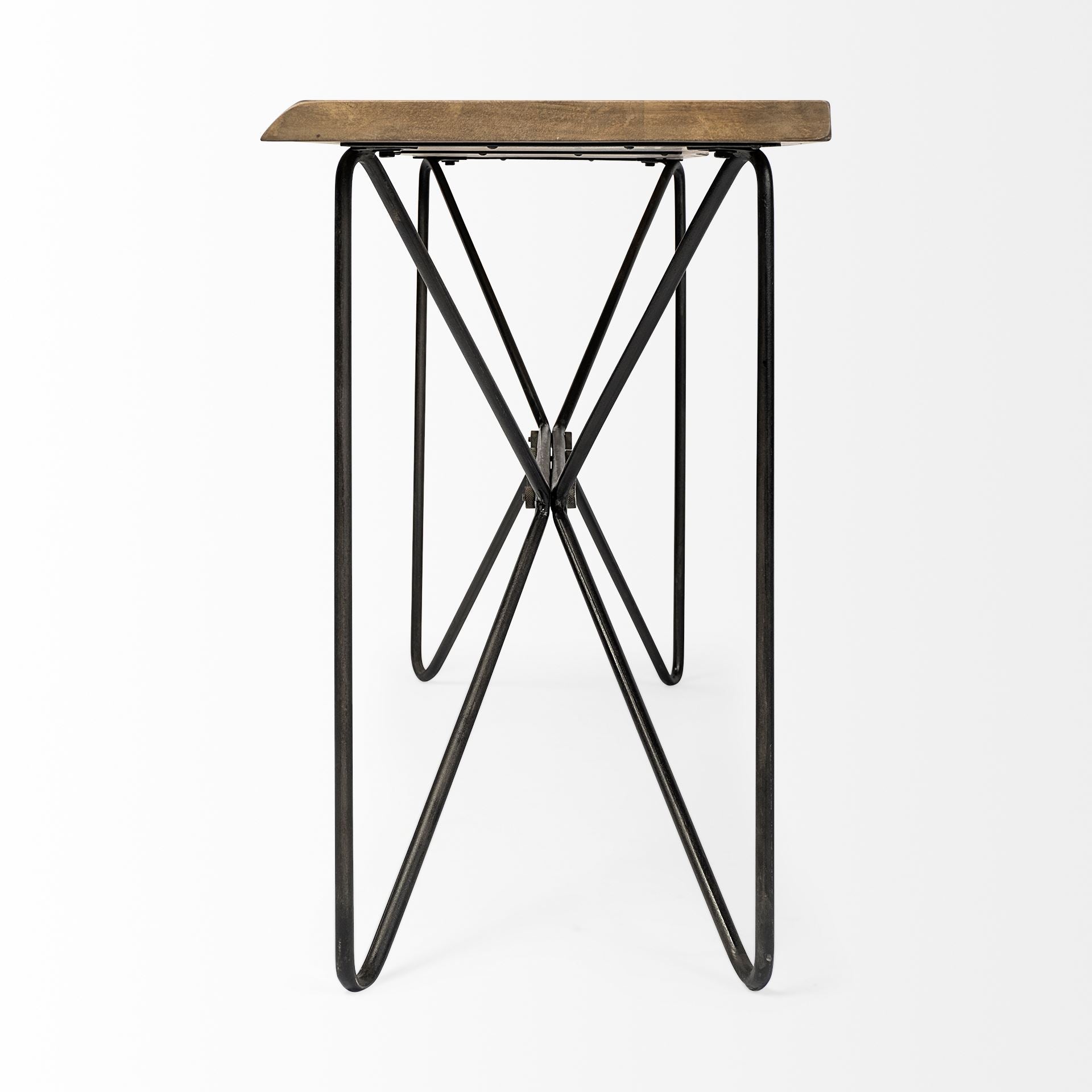 Papillion I 66L x 16W Blonde Wood and Iron Console Table