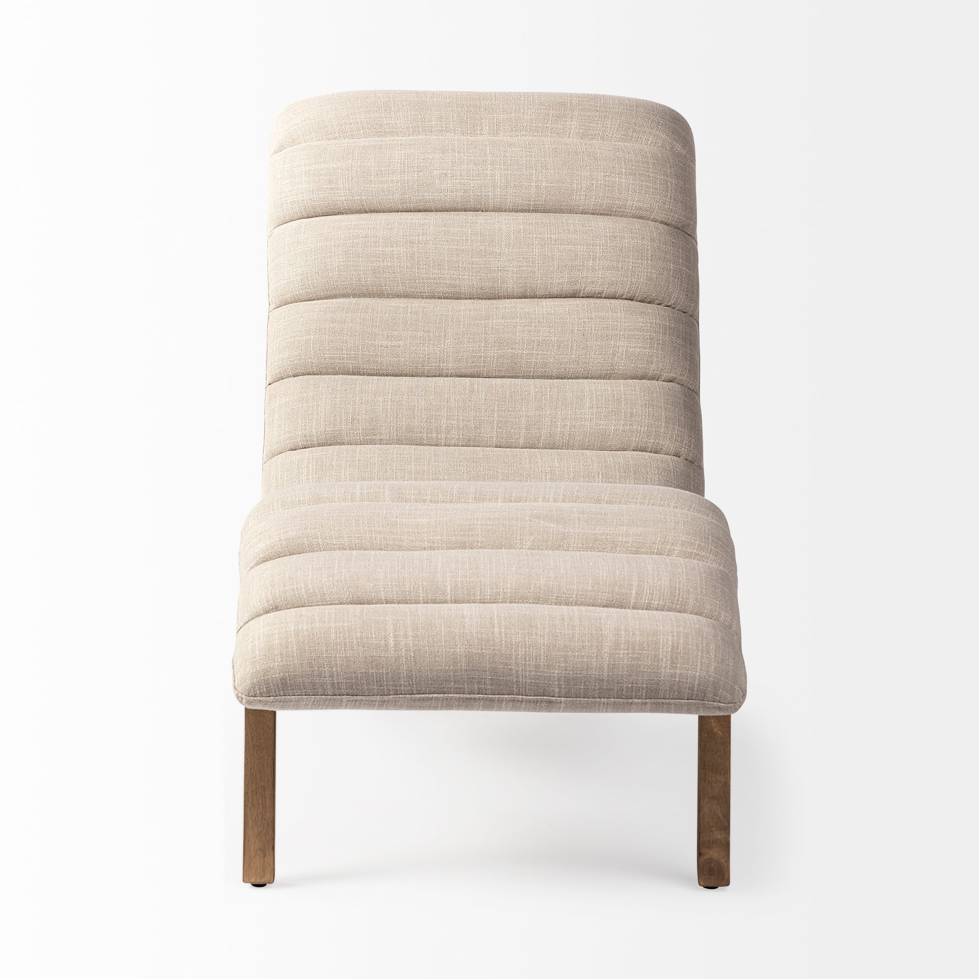 Pierre Beige Fabric Upholstered Armless Chaise Lounge Chair - Central Designs