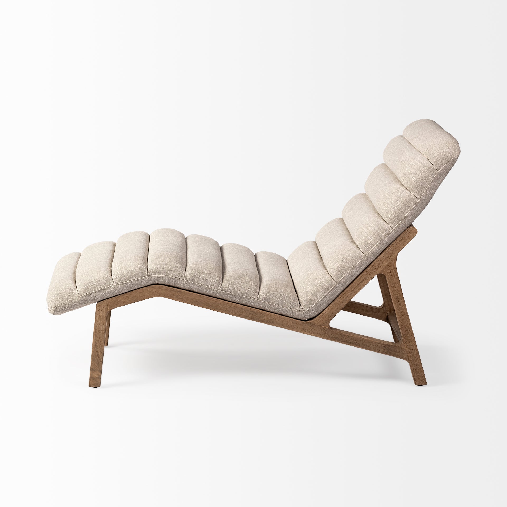 Pierre Beige Fabric Upholstered Armless Chaise Lounge Chair - Central Designs