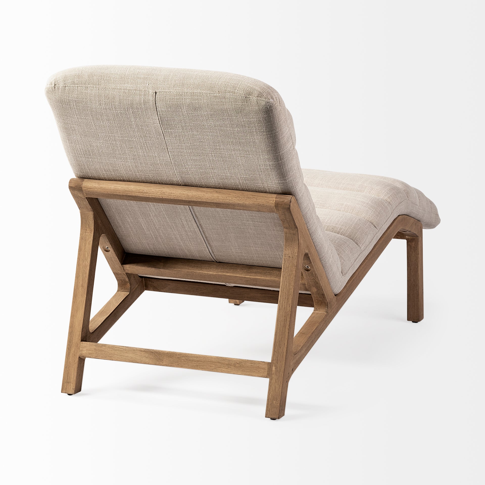 Pierre Beige Fabric Upholstered Armless Chaise Lounge Chair - Central Designs