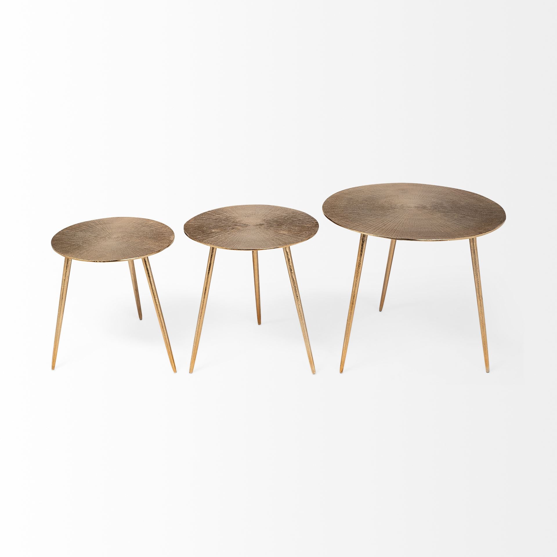Reva III (Small) 16L x 16W Gold Round Top Cast Aluminum Accent Table - Central Designs