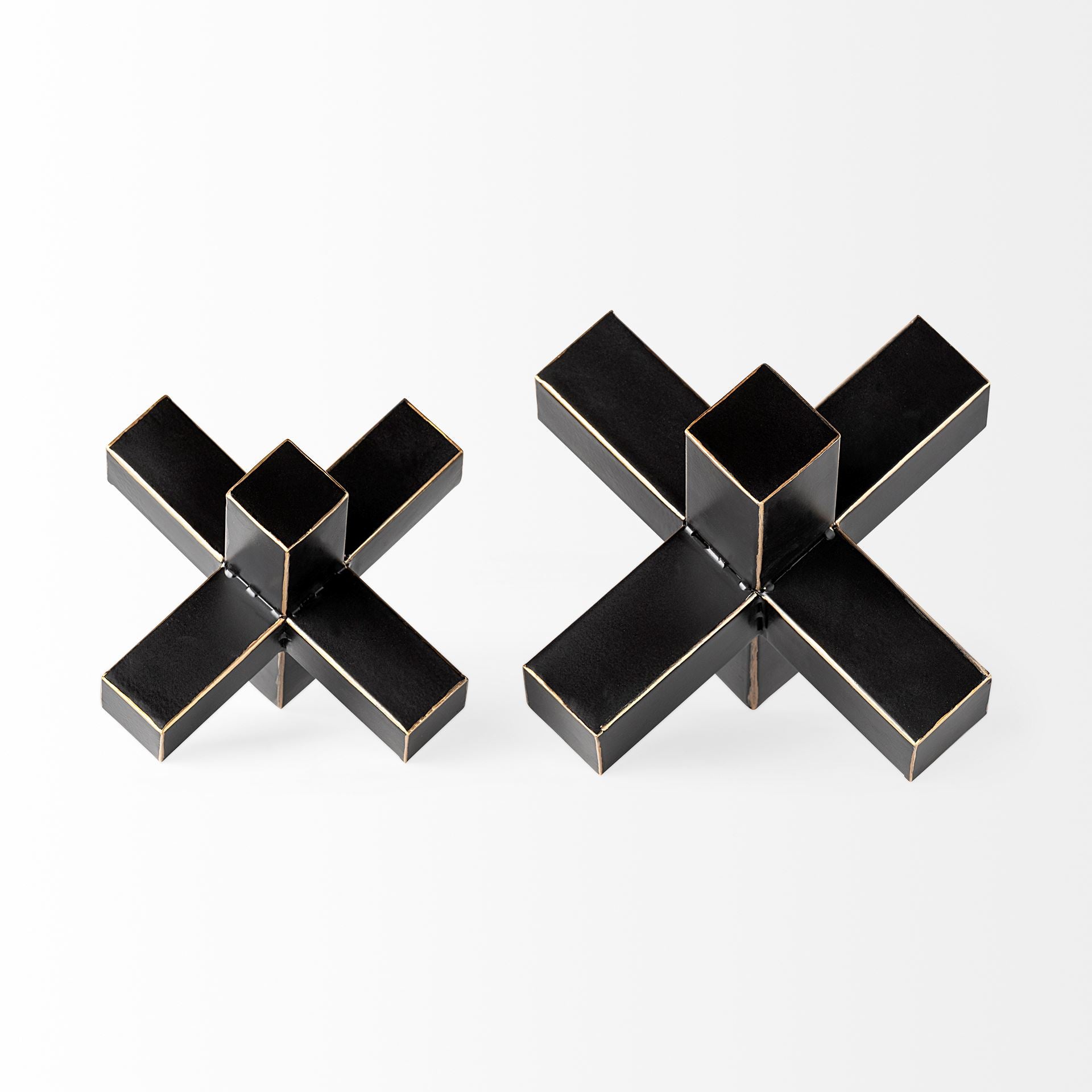 Abel (Small) 8L x 7W Black Metal Jack W/ Gold Accents - Central Designs