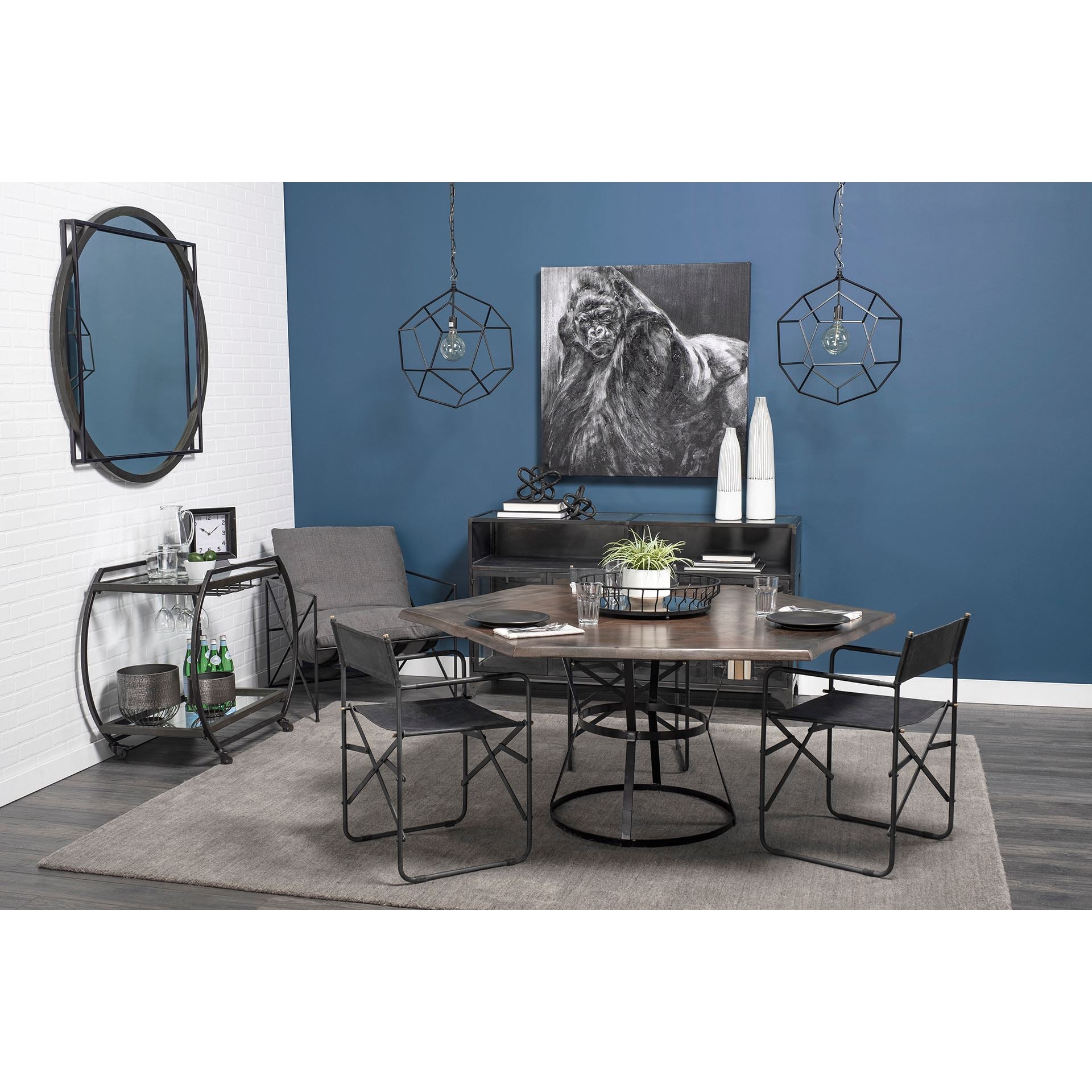 Chriselle Black Metal And Glass Two Tier Bar Cart - Central Designs