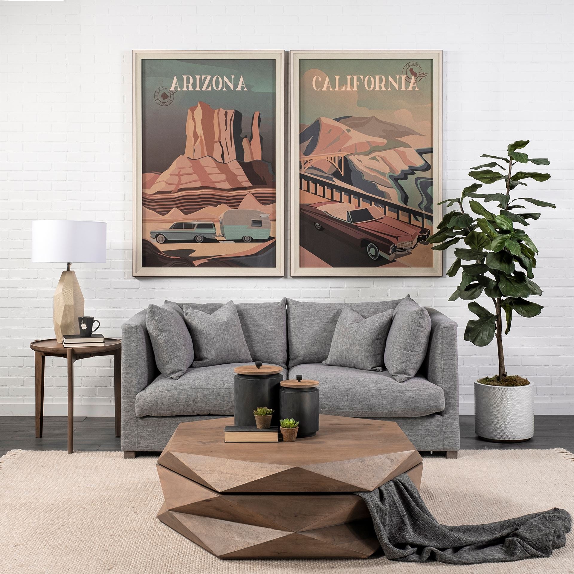 Arreto Hexagonal Hinged Solid Wood Top and Base Coffee Table - Central Designs