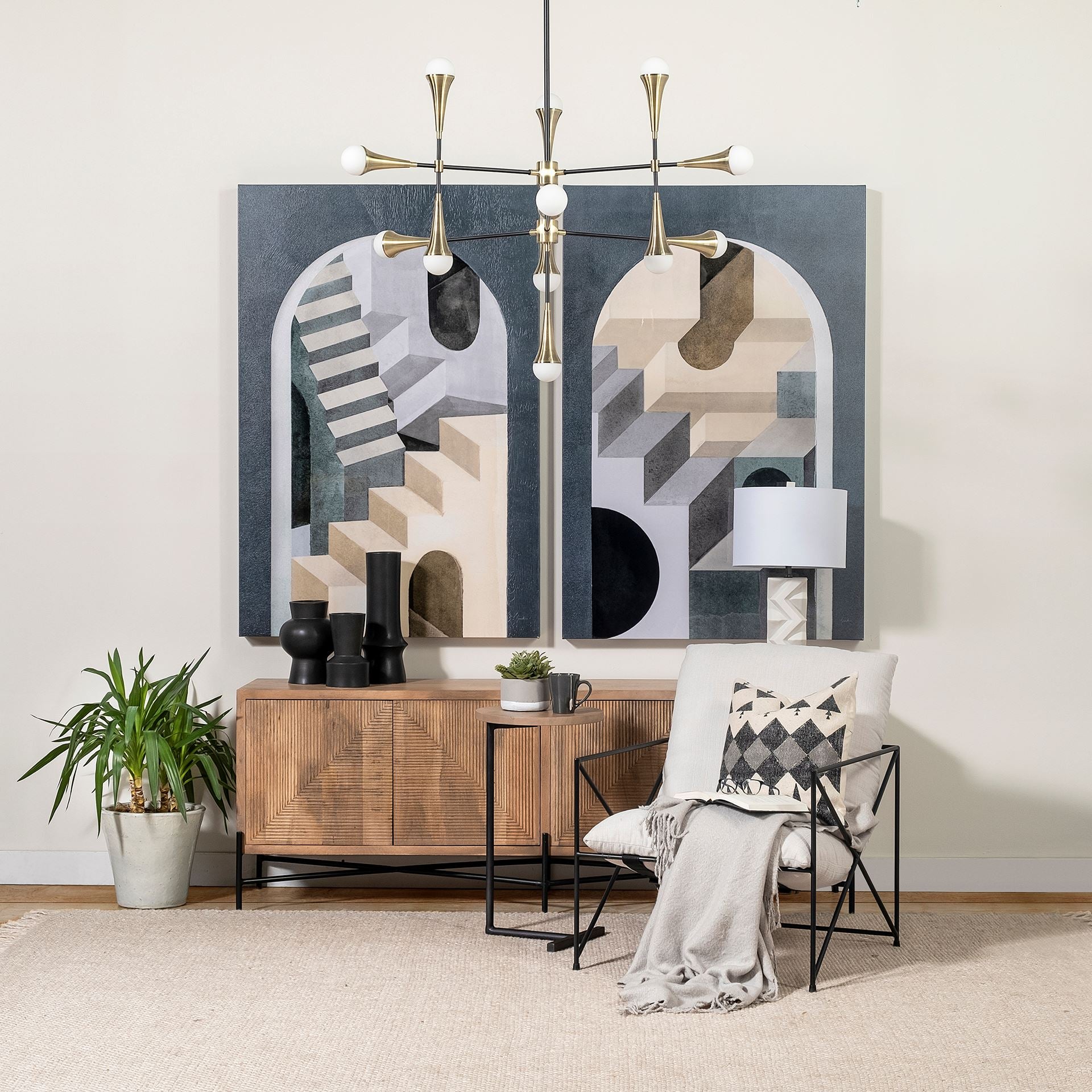 Leonidas 28.5L x 29.5W x 34.0H Cream Upholstered Padded Seat and Black Metal Frame Accent Chair - Central Designs