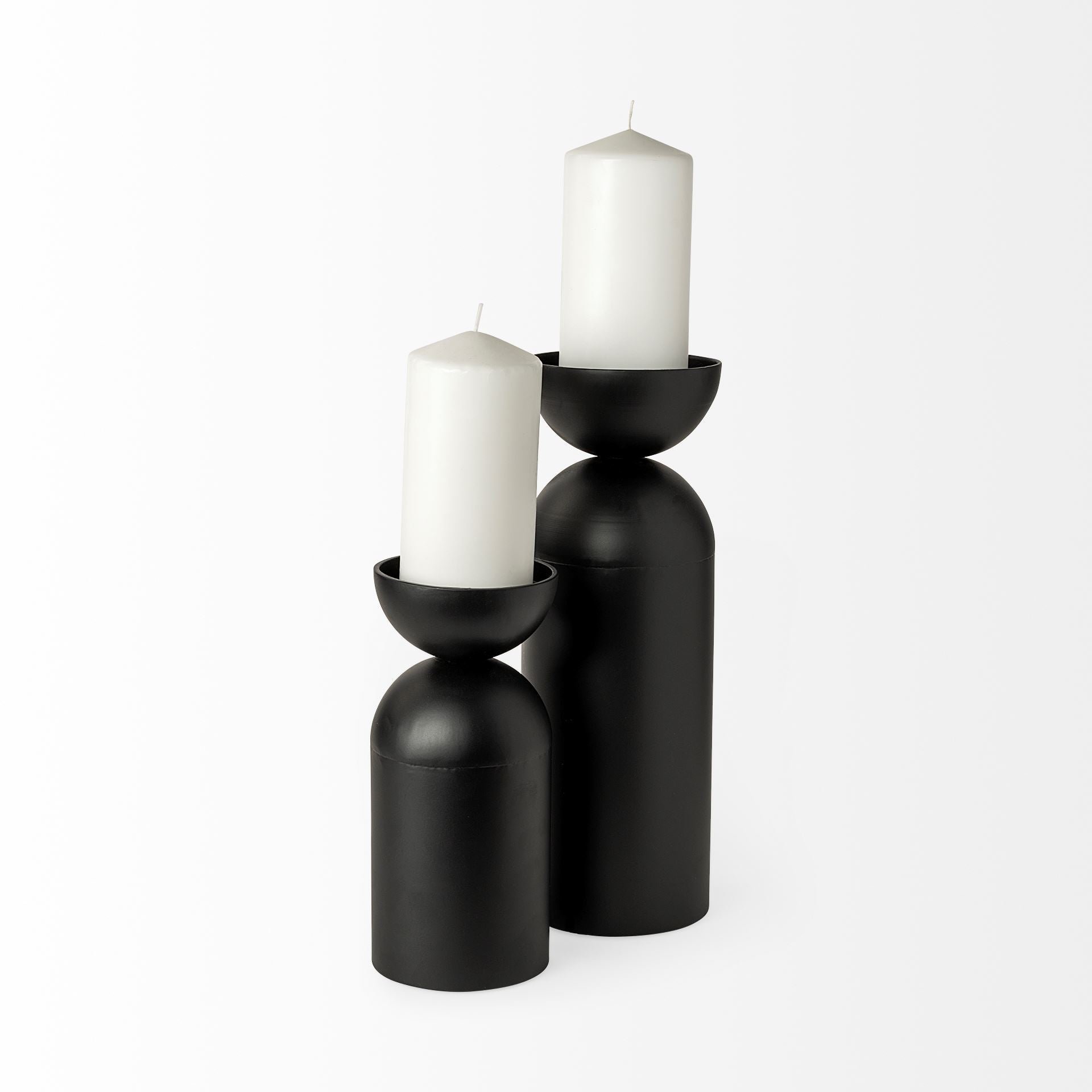 Alex Large Black Metal Cylindrical Table Candle Holder - Central Designs