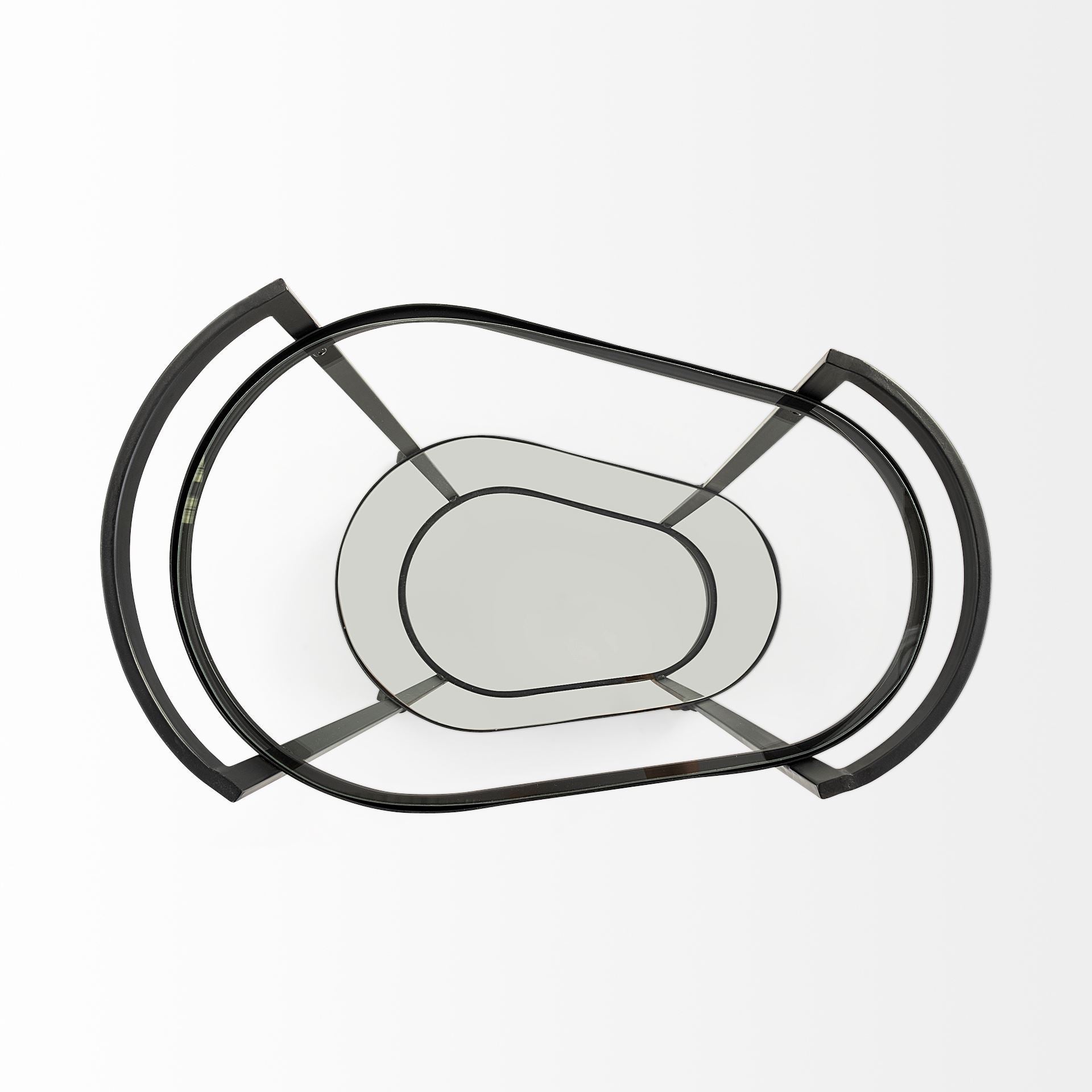 Eleonore Black Metal Frame Two - Tier w/Glass Shelves Bar Cart - Central Designs