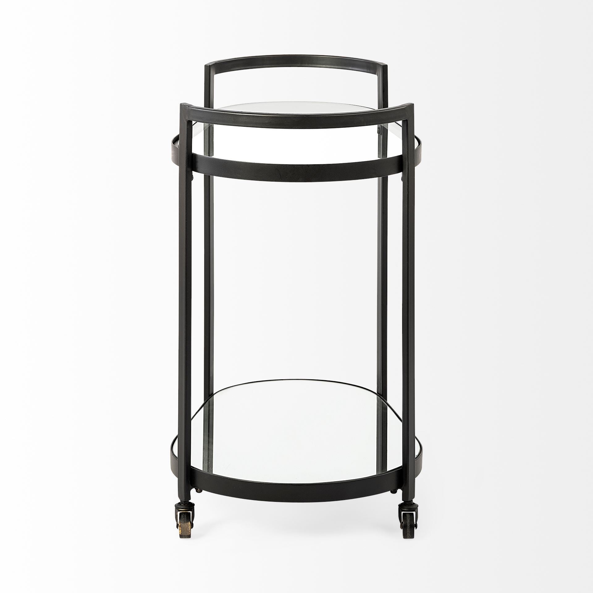 Eleonore Black Metal Frame Two - Tier w/Glass Shelves Bar Cart - Central Designs