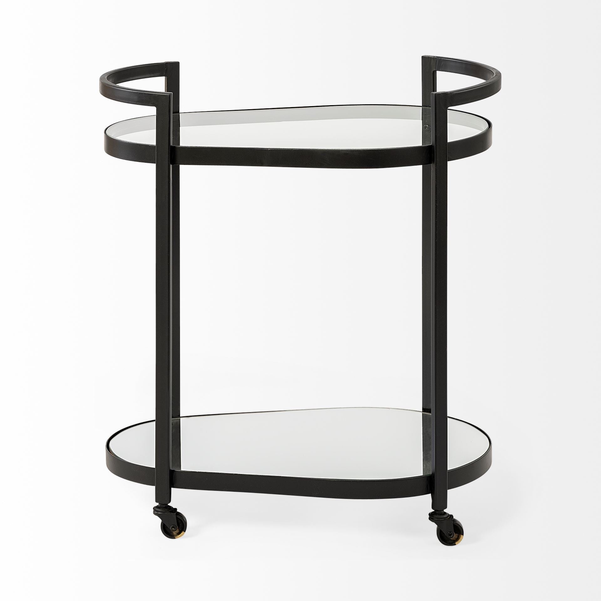 Eleonore Black Metal Frame Two - Tier w/Glass Shelves Bar Cart - Central Designs