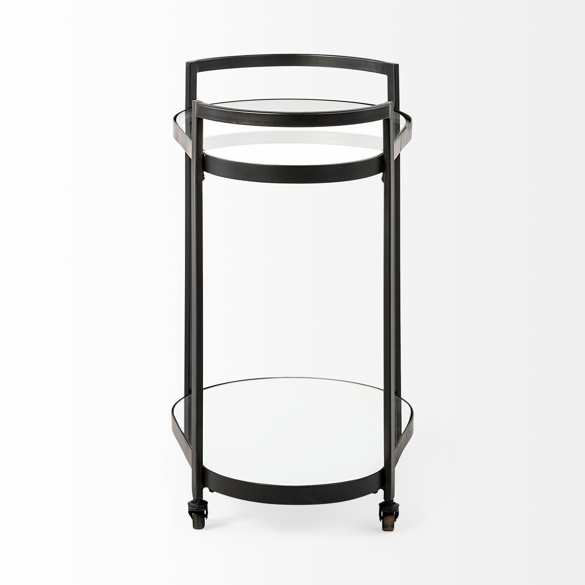 Eleonore Black Metal Frame Two - Tier w/Glass Shelves Bar Cart - Central Designs