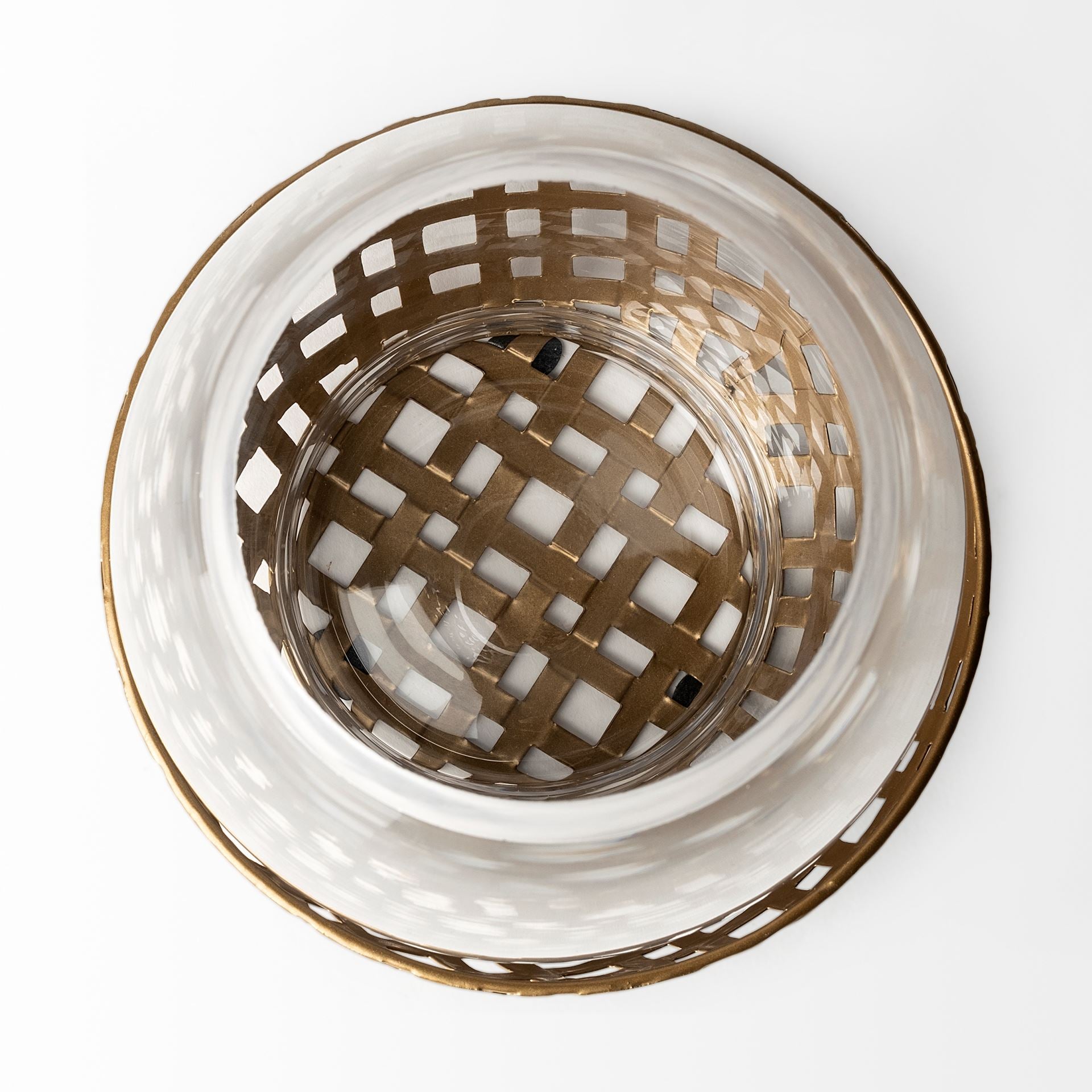 Reena I Small Gold Woven Metal Base Table Candle Holder - Central Designs